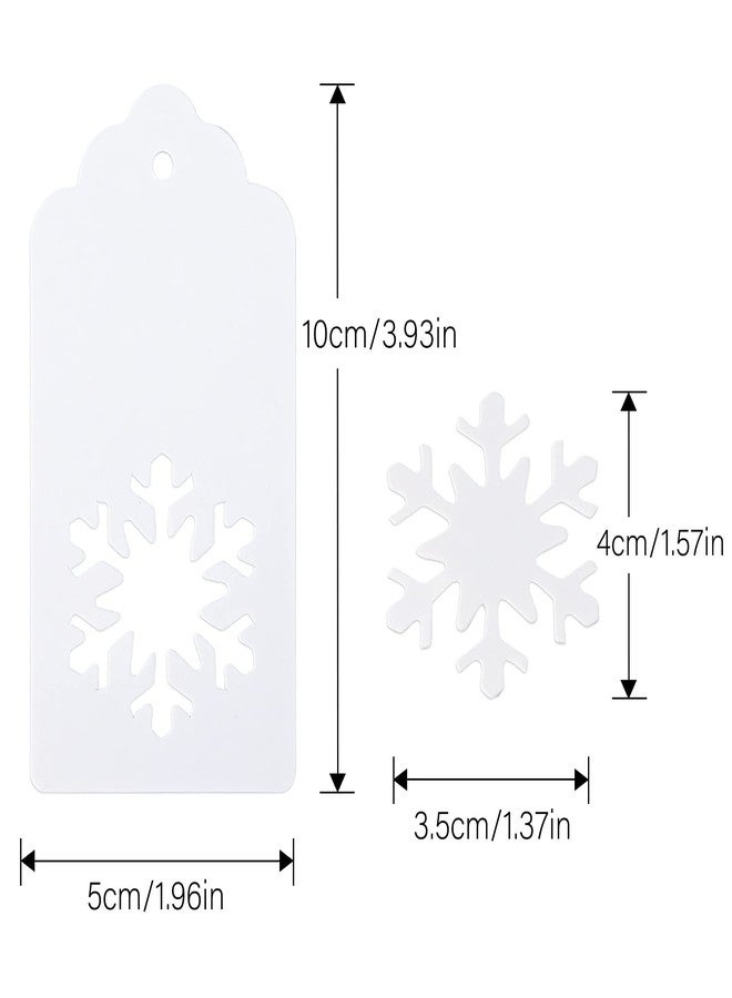جيجاكرافت بطاقات هدايا عيد الميلاد من jijAcraft - 100 بطاقة مع خيط، ملصقات أسماء فارغة، أشجار ورقية بيضاء مجوفة، رودولف، ملصقات على شكل ندفات ثلجية لهدايا حفلات عيد الميلاد، والأعمال اليدوية، والبرطمانات - Image 2